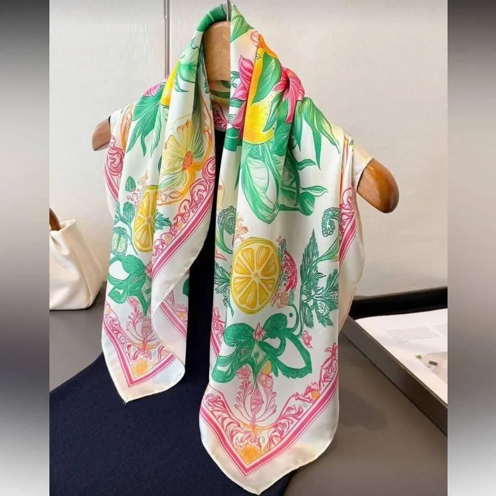 Tropical Citrus Print Scarf N1373